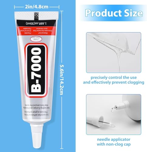 Image of B7000 Multipurpose Adhesive Glue | Jewelry, Beads, Clothes, Shoes, Fabrics,Screen Repair, Metal, Stone, Glass, Mobile Phones,Artificial Crystal Crafts (50ML, 1.68fl oz (Pack of 1))