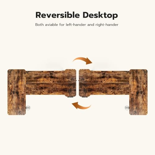 Image of Acrolix L Shaped Electric Standing Desk - 43x31.5 Inch Reversible Corner Sit Stand Desk with Hook&Cup Holder,Electric Height Adjustable Table,for Small Home Office&Bedroom Computer Desk, Rustic Brown
