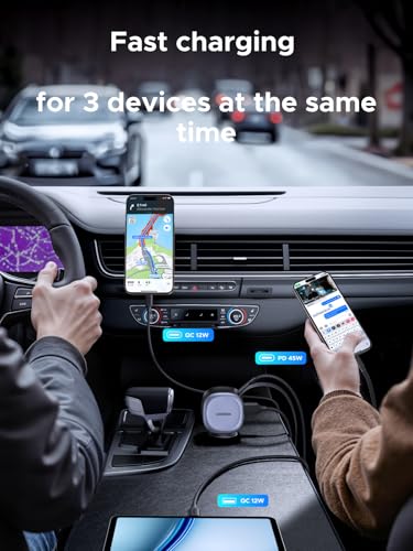 Image of UGREEN 75W Retractable Car Charger 3-in-1 Cigarette Lighter USB Charger Fast Charging Car Charger Adapter Compatible with iPhone 17 /16 /15, Galaxy S25 /S24 /S23, iPad, Surface Pro, Chromebook
