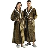 Bademantel Set FüR Paare: BademäNtel FüR Damen, Morgenmantel MäNner Lang,Hausmantel Warme Flanell Saunamantel Frottee Leicht Schlafanzug- Flauschig -Winter Pyjama, Morgenmantel Bodenlang