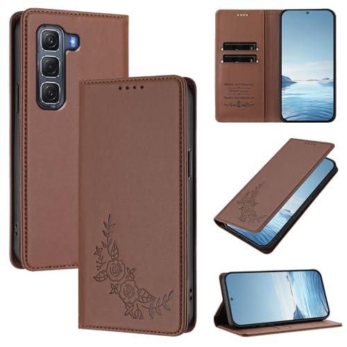 �X�}�z�P�[�X �Ή��@�� for Infinix Hot 60 Pro 4G �yRFID�u���b�N�z�y�J�[�h�z���_�[�t�����z �}�O�l�b�g�J�� �X�^���h�@�\�t���z�X�}�z�P�[�X Brown