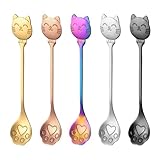 Juego de Cucharas de Pata de Gato de 5 Formas, Mezclador de Helado de Acero Inoxidable Cuchara, Cuchara de Café