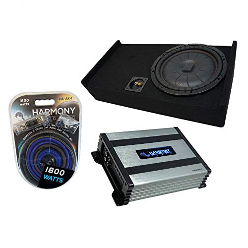 Compatible with 2009-2020 Ford F-150 Super Crew Truck Kicker Bundle CompVT CVT12 Single 12" Sub Box Enclosure & Harmony HA-A400.1 Amp