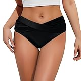 Generisch Bikini para mujer con fruncido, Negro , XXL
