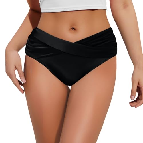Bas de bikini rouge XL pour femme avec effet froncé