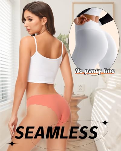 Image of LEVAO Seamless Underwear for Women No Show Ice Silk Bikini Breathable Hipster Wavy Sides Invisibles Panties 7 Pack S-XL
