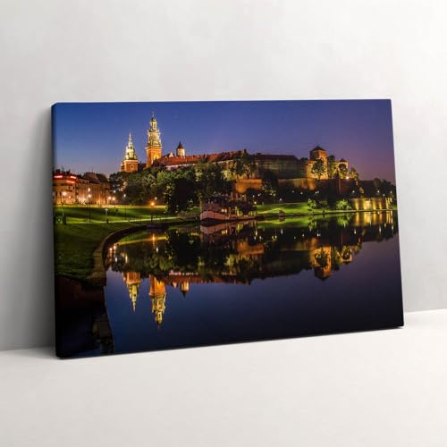Wisła tableau photo sur toile 60x40cm paysage de nuit decoration murale sejour