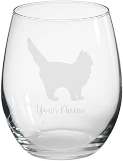 Personalised Siberian Cat Engraved Stemless Tumbler Glass, Gift for Women, Gift for Men, Cat Gift