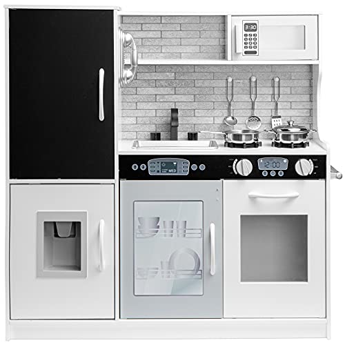 Best Choice Products Pretend Play Kitchen Wooden Toy Set for Kids with Realistic Design, Telephone, Utensils, Oven, Microwave, Sink - White Best Choice Products Pretend Play Kitchen Wooden Toy Set for Kids with Realistic Design, Telephone, Utensils, Oven, Microwave, Sink - White