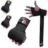 INFINIX SPORTS Boxing Hand Wraps Inner Gel Gloves for Punching, Elasticated Padded Bandages Under Mitts Quick Wraps Men & Women, Fist Protector, Great for MMA Training (Black, Small/Medium)
