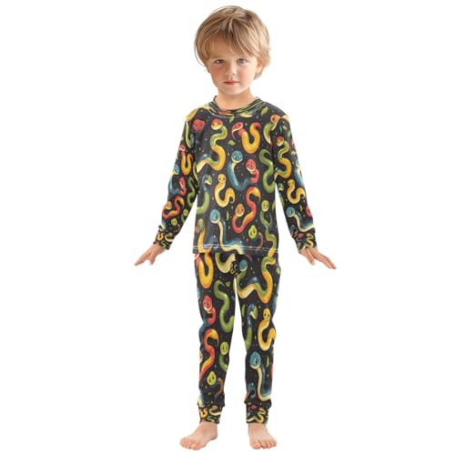 Pajama Sets Long Sleeve Cute Snake Cartoon Pattern Soft Comfy Sleepwear 2 Piece PJS 3-8T2