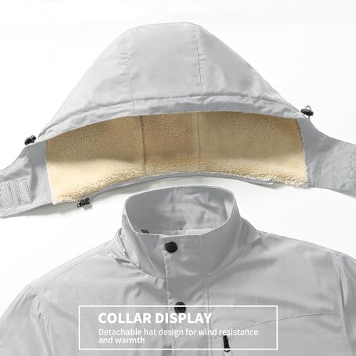 Image of PEGENO Men's Winter Thick Hooded Jacket Fleece Lining Windproof Parka With Removable Hood Coat