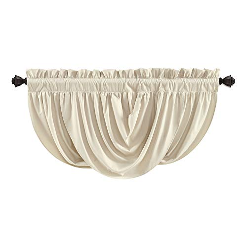 Lush Decor Lucia Elegant Waterfall Valance for Living Room Kitchen, and Bedroom, Soft Polyester Window Curtain, Single -Neutral (42"W x 18"L) by Lush Decor - Image 3