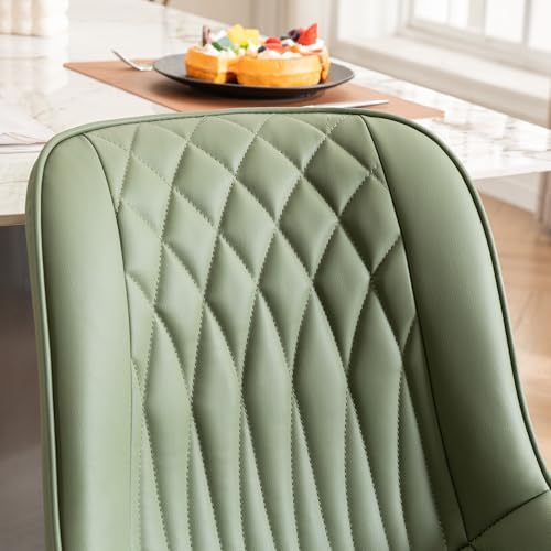 Image of YOUNIKE Dining Chairs Set of 2 Kitchen & Dining Room Chairs Modern Green | Faux leather waterproof, comfortable accent side chairs with upholstered back and metal legs, easy to clean assemble; 300lb