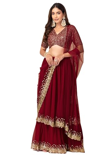 Lehenga 11931 georgette broderie zari sequence vêtement partywear indien