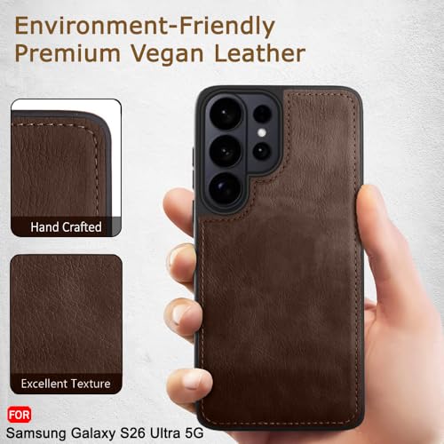 Image of TheGiftKart for Samsung S26 Ultra Case, Leather Finish Back Cover, Shockproof Design, Raised Edges for Camera & Screen Protection, Stunning Minimalist Design Galaxy S26 Ultra Back Cover (Brown)