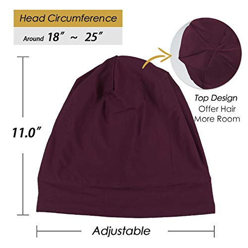 Image of Satin Lined Sleep Slouchy Cap Curly Girl Slap Headwear Gifts For Frizzy Hair Women