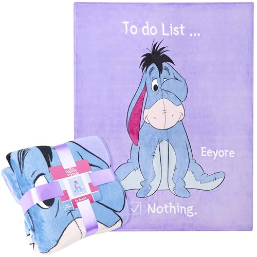 Disney Eeyore Plaid Polaire Chaud, Couverture Canape, Couvertures Polaires 150 x 130 cm pour Canapé, Chambre, Voyage, Idee Cadeau (Violet Eeyore)