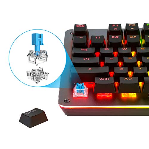 Rosewill Neon K52 Wired Waterproof Gaming Keyboard, Mem-Chanical Switches, 8 Rgb Led Backlight Effects, 104 Keys, 19-Key Anti-Ghosting, 12 Multimedia Hotkeys, Spill-Proof Dust-Proof Aluminum Plate #TOP4