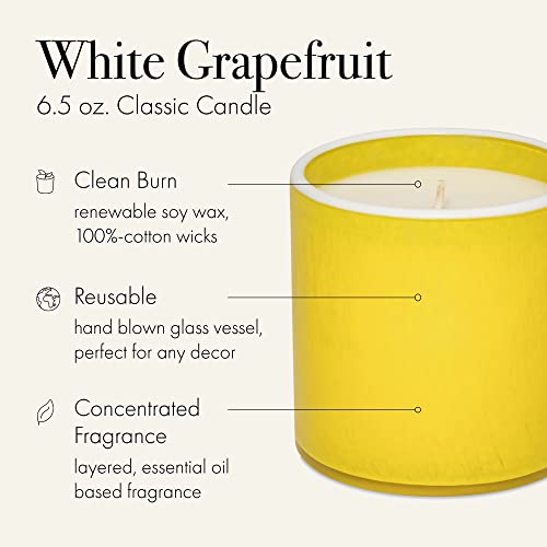 Lafco New York Classic Candle, White Grapefruit - 6.5 Oz - 50-Hour Burn Time - Reusable, Hand Blown Glass Vessel - Made In The Usa #TOP1