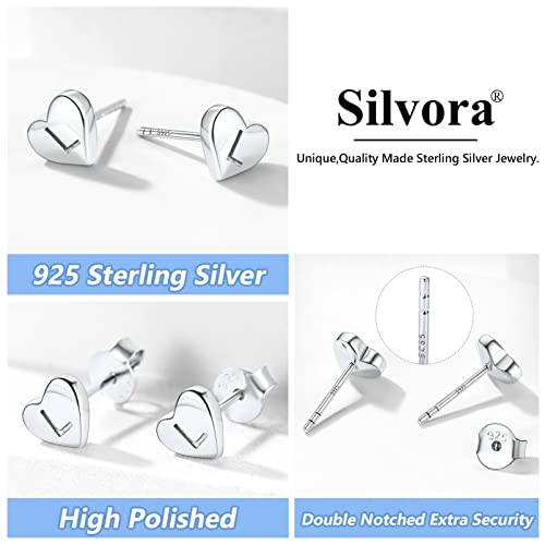 Pendientes corazón plata inicial Silvora discretos mini 6