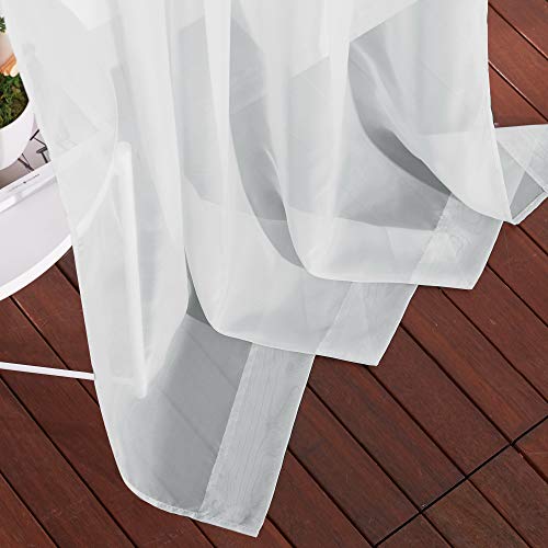 Image of NICETOWN Long Sheer Curtain Panels - Ring Top Modern Window Treatment Voile Drapes for Bedroom /Living Room (Light Gray, One Pair, W54 x L96)