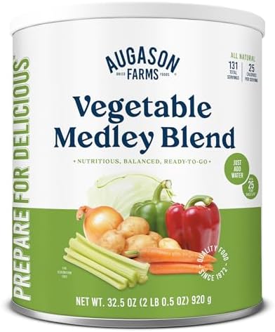 Augason Farms Vegetable Medley Blend Can - Dehydrated Mixed Veggies - Gluten Free Emergency Food Supply with Long Shelf Life for Survival, Disaster Prep & Everyday Meals - 131 Servings