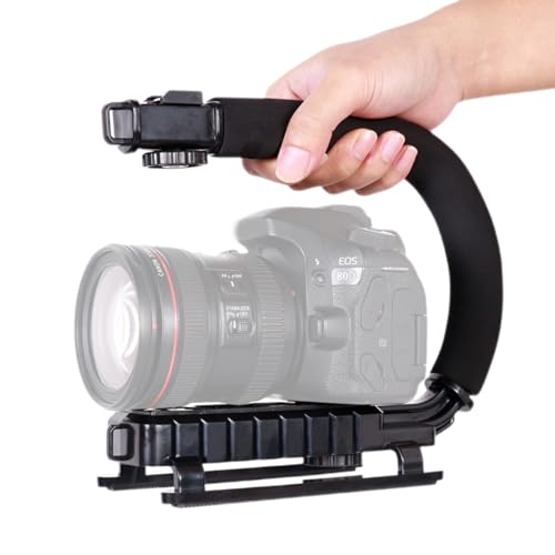 Kamera Smartphone Stabilisator, Video Action Stabilisierender Griff, U-förmiger Handheld Stabilisator für Smartphone, Video Aktion DSLR Kamera Camcorder, 1/4 Universalschraube, Mehrspurig Verstellbar