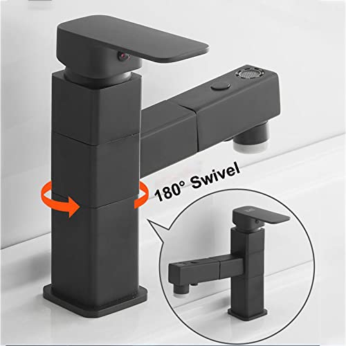 Mitigeur de lavabo avec 3 modes de sortie d'eau et bec orientable en laiton robuste