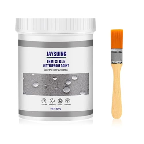Wffeila 300g Sellador Impermeable, Recubrimiento de Poliuretano Transparente para Techo, Paredes, Azulejos, Baños y WC, Agente Impermeabilizante Invisible Líquido con Brocha