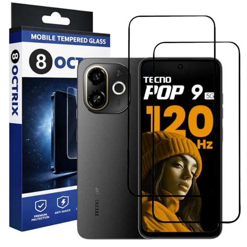 Image of Military-Grade Tempered Glass Screen Protector Compatible for Tecno Pop 9 with Edge to Edge Coverage - Case Friendly, Anti-Scratch & Bubble-Free Installation Kit (Pack Of 2)