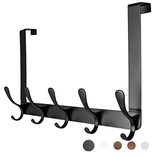 SZAT PRO Over The Door Hook Hanger Rack for Clothes Hanging Black Stainless