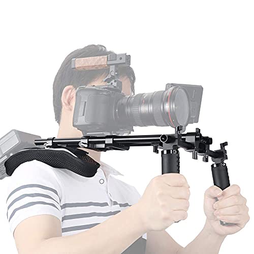 NICEYRIG 15mm Shoulder Pad Support System for DSLR Camera Cinema Camcorder, Shoulder Mount Rig with Base Plate, Aluminum Alloy 16'' 15mm Rod, Handle Set - 435 - Image 4