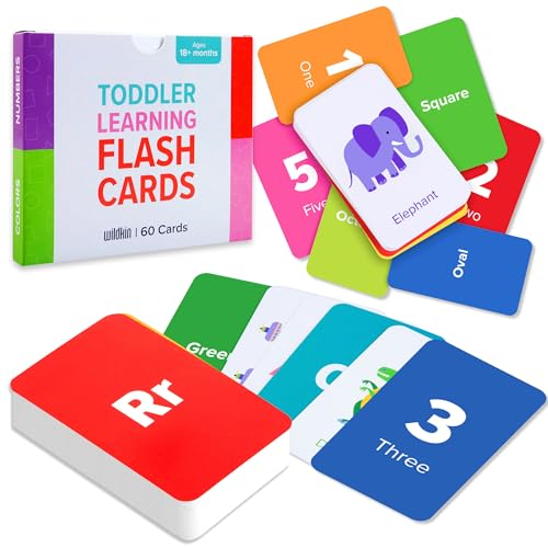 Wildkin Learning Flashcards for Boys and Girls, Include 60 Cards with Four Learning Categories, Activities for Toddlers and Preschool, Kids Educational Cards to Boost Memory