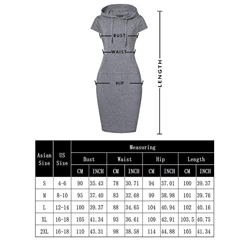 Glorystar Women's Casual Fitted Long Sleeve Pullover Pocket Knee Length Sweatshirt Hoodie Dress #TOP6