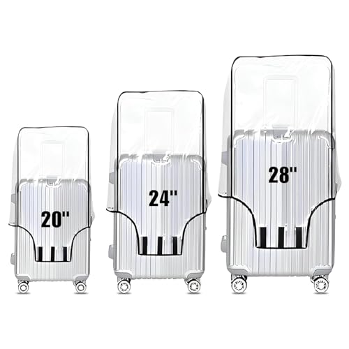 Image of Combo of 3 Clear Trolley Bag Covers Waterproof, Dustproof PVC Luggage Protector Zippered Suitcase Covers for Travel Fits Most 20 /24 /28 Inch Bags