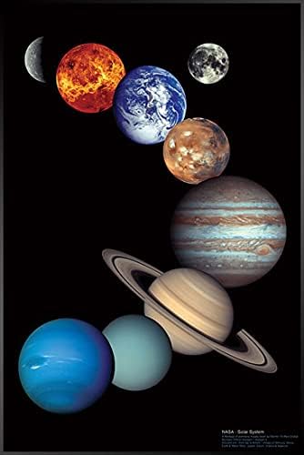TriX 2400-1000B NASA/Solar System + Aluminum Frame Black Poster (Frame Set) 36.2 x 24.2 inches (92 x 61.5 cm)