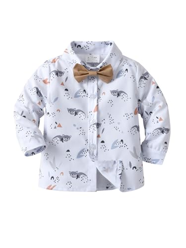 Boarnseorl Baby Boys Gentleman Outfits Pants Sets, Infant Long Sleeve Shirt + Pants + Bow Tie + Suspenders3