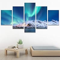 SIGNWIN 5 Panel Canvas Wall Art Modern Art Astronomy & Space Aurora Colorful Global Multicolor Photography for Home Decorations Ready to Hang - 60