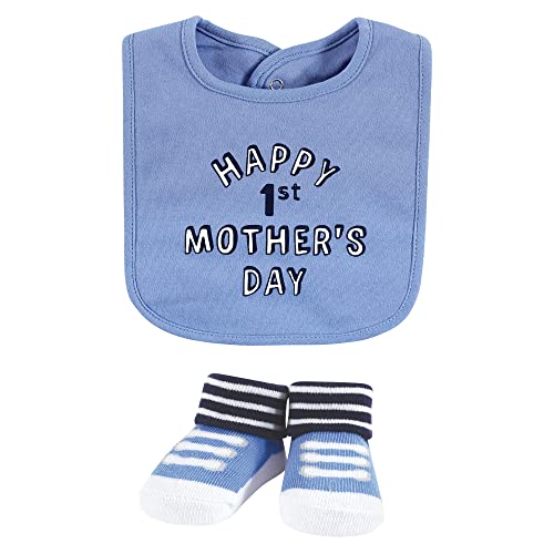 Image of Hudson Baby Unisex Baby Cotton Bib and Sock Set, Boy Mothers Fathers Day, One Size