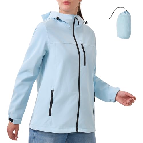PYALT Regenjacke Damen 10000MM Wasserdicht Outdoorjacke Atmungsaktiv...