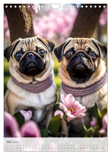 Mein Mops-Kalender (Wandkalender 2026 DIN A4 hoch), CALVENDO Monatskalender: Der Mops ist eine kleine bis mittlere Hunderasse mit einem runden Kopf, ... Fell und kurzer Nase. (CALVENDO Tiere)