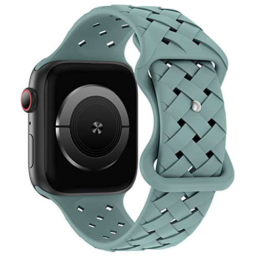 Image of Silicone Braided Weave Bands Compatible with Apple Watch 38mm 40mm 41mm 42mm 44mm 46mm 45mm 49mm, Replacement Sport Breathable Strap for iWatch Series 11 /10 /9 /8 /7 /6 /5 /4 /3 /2 /1 Ultra SE Women Men, Cactus
