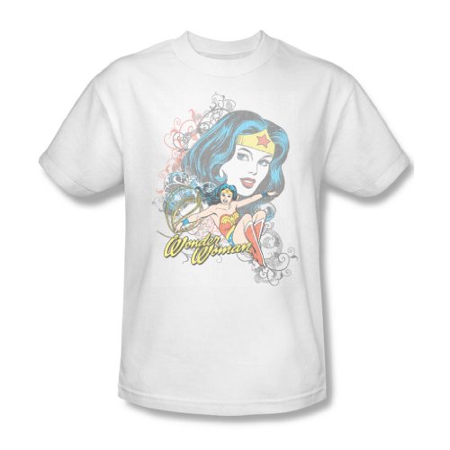 Image of Wonder Woman Wonder Scroll Adult S/S T-shirt in White by DC Comics, X-Large, White