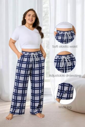 Image of FLYCURVY Plus Size Women Pajama Pants with Pocket L-5XL