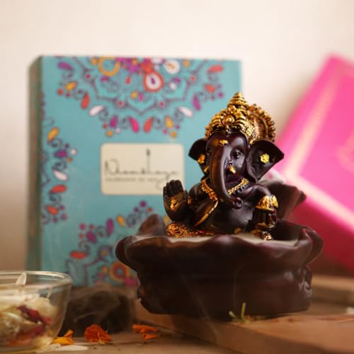 Image of Nirmalaya Premium Sacred Backflow Ganpati Idol Gift Box | Navratri & Housewarming Gift Set | Ganesha Idol with Backflow Incense Cones, Toran & Terracotta Diyas | Spiritual Diwali Pooja Gift Hamper