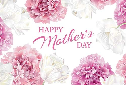 Leowefowa Happy Mother's Day Backdrop for Photography 5x3ft Vinyl Elegant White Pink Flowers Paintings Background Togetherness Photo Shoot Party Banner Wallpaper Studio Props image 5