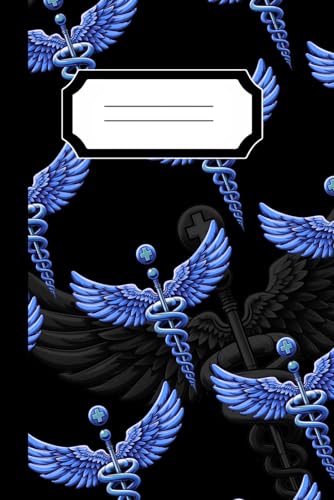 Composition Notebook Caduceus Blue: College Ruled | Cream Paper | 6x9 | 120 Pages | Medical Notebook