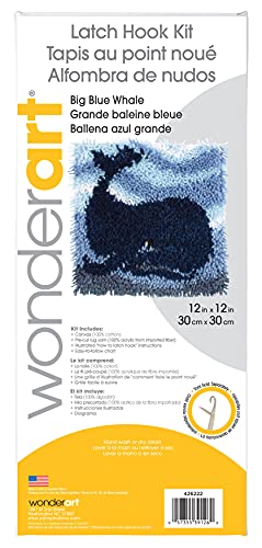 Image of Wonderart Big Blue Whale Latch Hook Kit, 12 inch X 12 inch