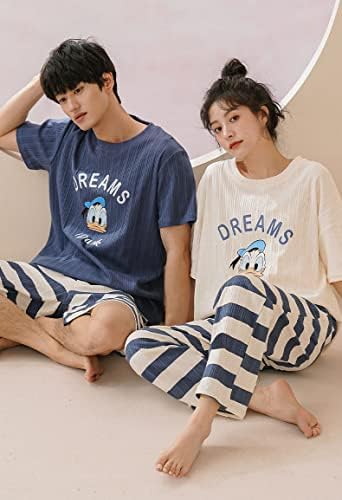 Amazon 可愛い 春夏 ルームウェア 部屋着 レディース メンズ カップル パジャマ 綿 ルームウェア 上下セット ペアパジャマ ギフト 結婚祝い プレゼント ペアパジャマ ポケット ダック キャラクター パジャマ ルームウェアセット 通販